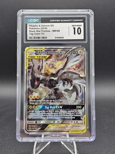 CGC 10 GEM MINT Pikachu & Zekrom GX 2019 Black Star Promos SM168 Pokemon Card