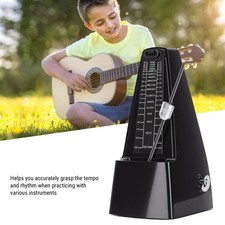 1-Mechanical Metronome For Piano Guitar Violin Rhythm Practice Tool Black