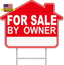 For Sale by Owner Yard Sign, 1-Pack 17"X13" Double-Sided Signs, Corrugated Plast