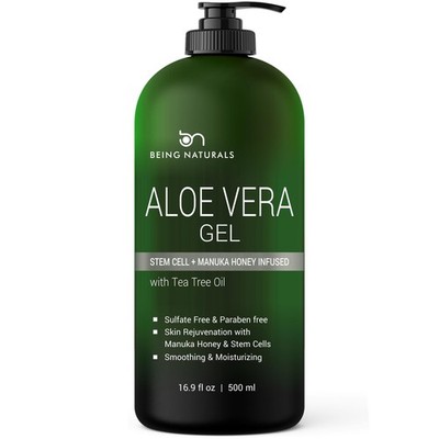 Aloe vera Gel - from 100% Pure Organic Aloe Infused with Manuka Honey, Stem Cell