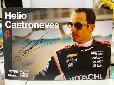 Helio Castroneves signed hero card Indycar Indy 500