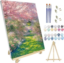 Paint by Numbers Kit for Adults with Frame,Tree Flowers Paint by Numbers for Adu