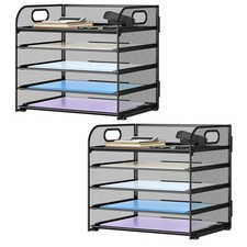 Paper Organizer Letter Tray with Handle Mesh 5 Trays Desk File Organizer Pape...