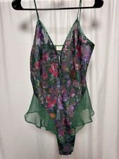 Vintage Victorias Secret Gold Label Teddy Green Lace and Floral Womens Small