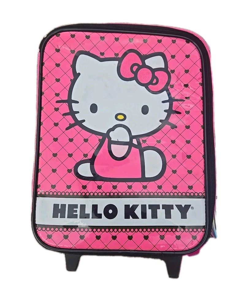 Maleta Equipaje Hello Kitty Rosa Arco Rodante Y Lote 5 Total Foto 2 de 4