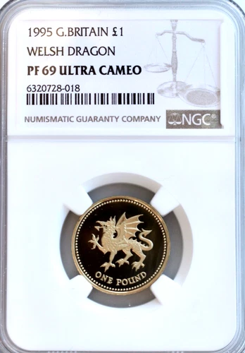 1995 £1 Pound Coin Proof Welsh Dragon NGC PF69 Great Britain UK Royal Mint Wales