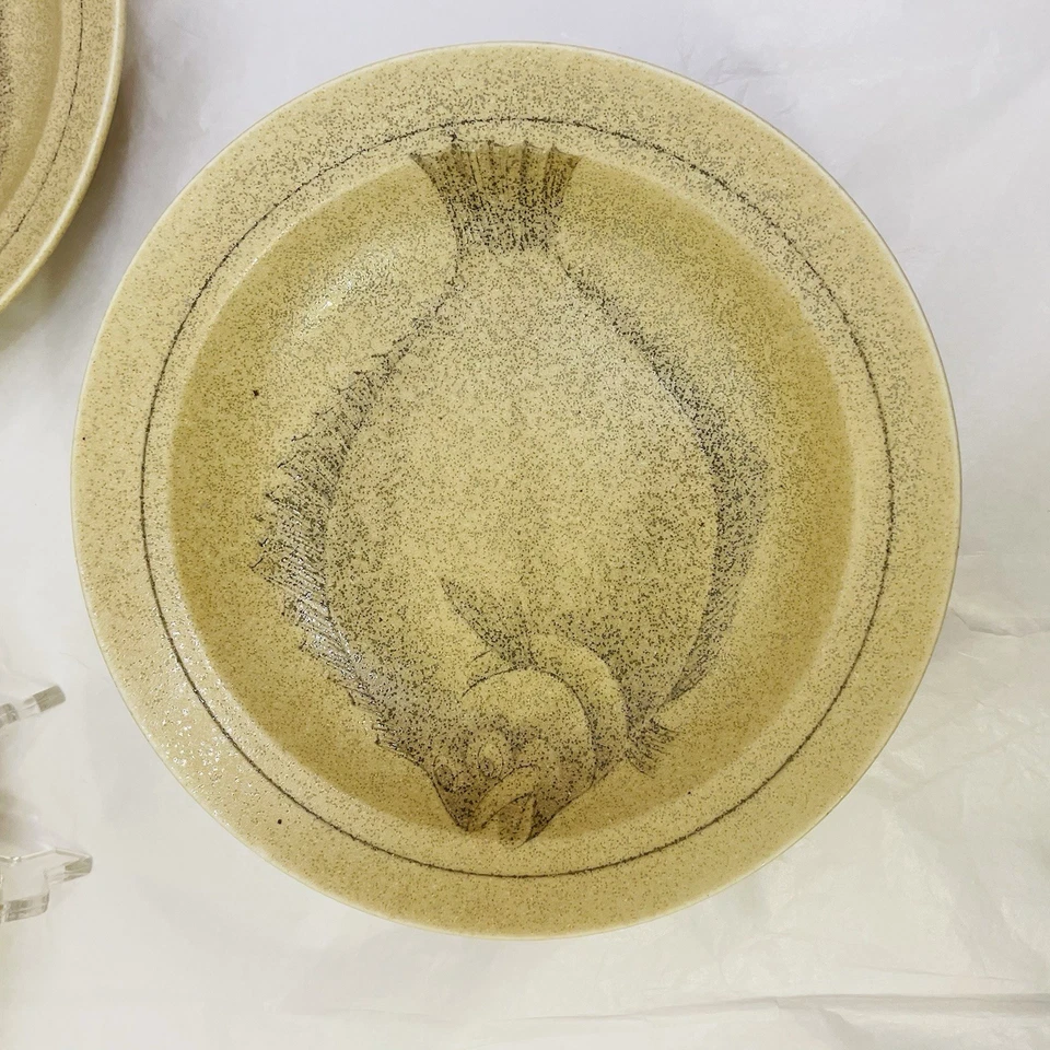 Juego de 5 cuencos para servir sopa japonesa vintage pescado Gyotaku gres cerámica 8,25" Foto 4 de 4