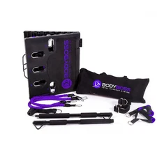 BodyBoss Home Gym 2.0 Full Portable Gym Home Workout Package Purple 2 Bands