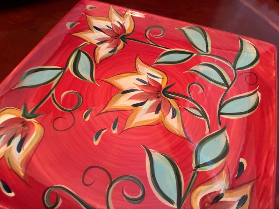 Plato cuadrado para servir Southern Living at Home / Gail Pittman RED BOUNTIFUL 15" Foto 2 de 4