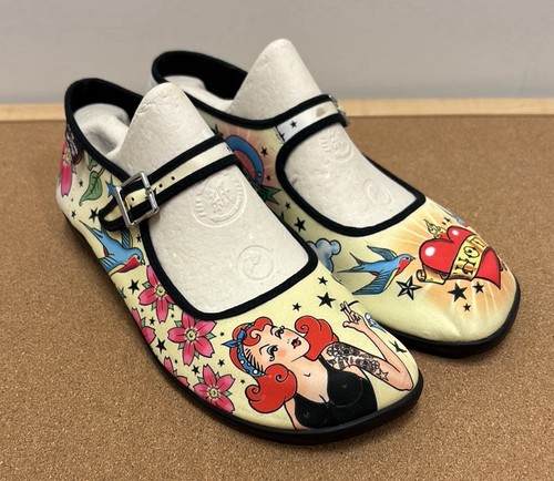 Chocolaticas Hot Chocolate Designs Tattoo Art Mary Jane Flat Shoes 39 US 9