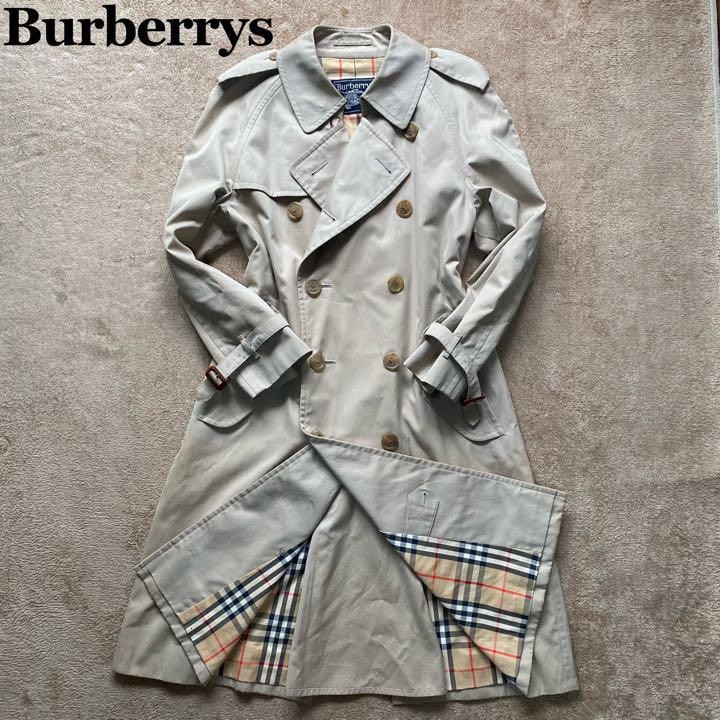 BURBERRY Nova Check Trench Coat Size L 90s Beige Mens Vintage DDU