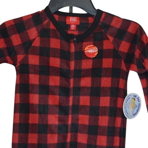 Family Pajamas 1-Piece Kids Red Buffalo Check Pajamas - Picture 3 of 7