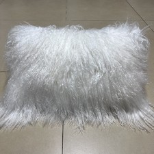 100 Real Mongolian Lamb Fur Cushion Cover/Pillowcase 12x20inch,White
