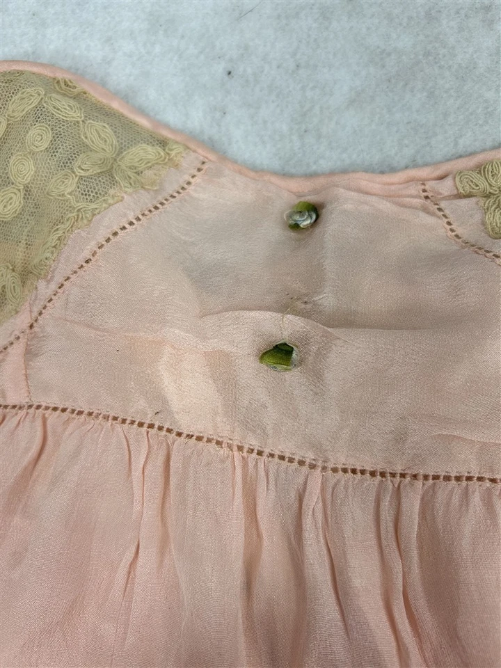 antique step in slip/panty lingerie silk lace bust 30 pink white original - Image 2 of 4