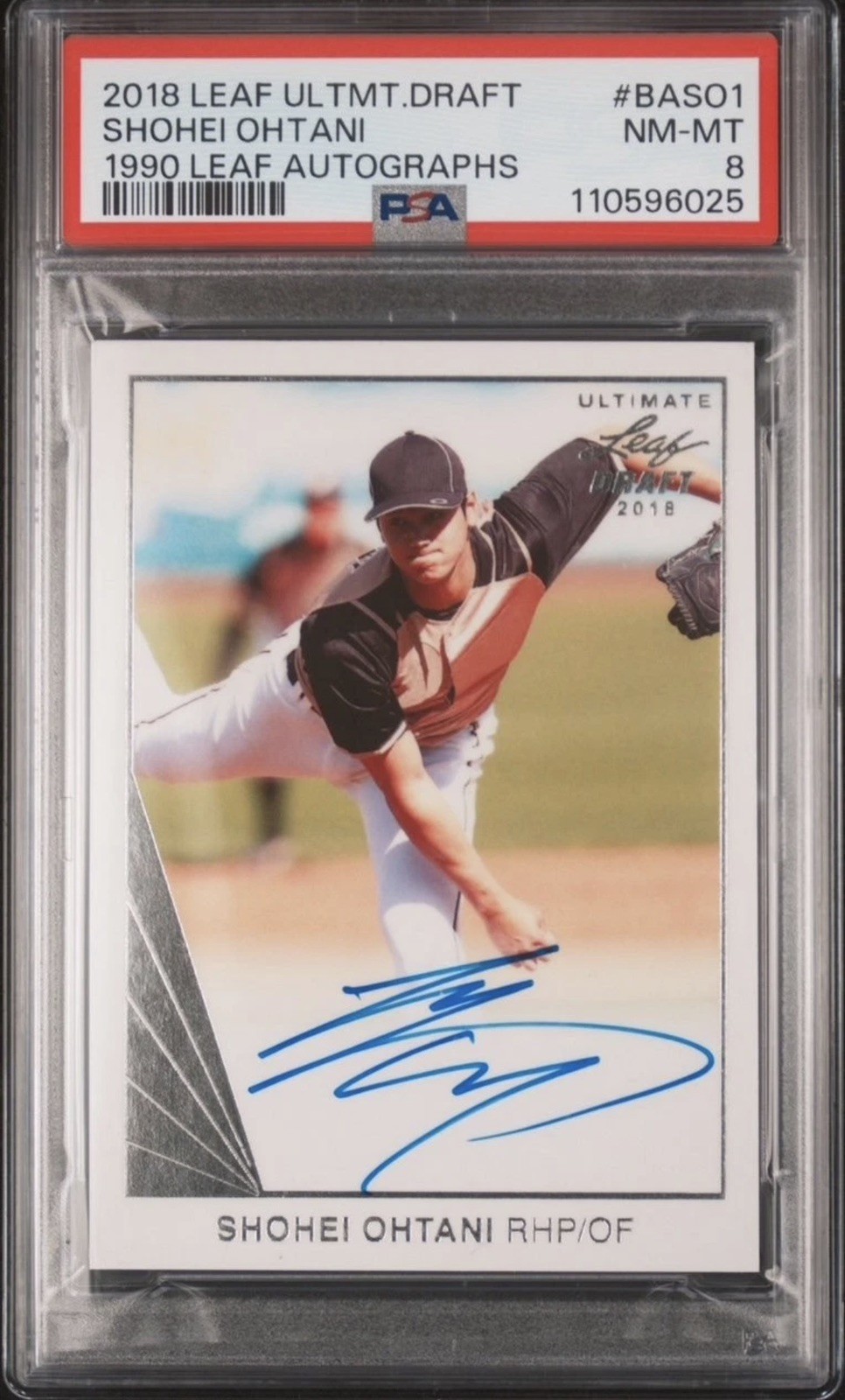 SHOHEI OHTANI 2018 LEAF ULTIMATE DRAFT 1990 AUTO PSA 8 ROOKIE RC Q0842