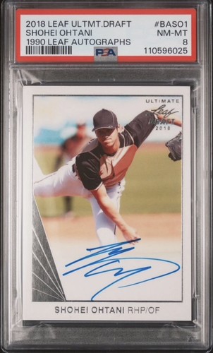 SHOHEI OHTANI 2018 LEAF ULTIMATE DRAFT 1990 AUTO PSA 8 ROOKIE RC Q0842
