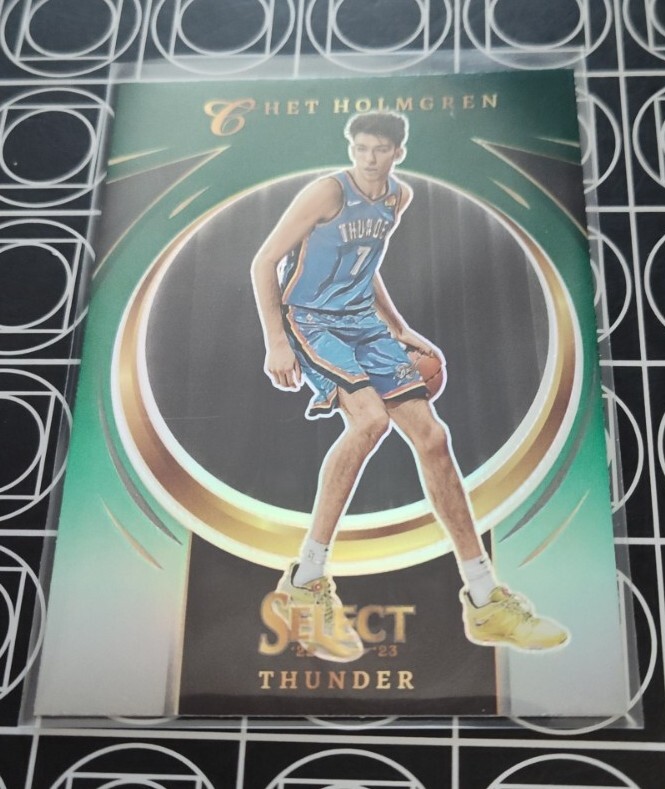 CHET HOLMGREN THUNDER 2022-23 PANINI SELECT CERTIFIED GREEN PRIZM ROOKIE RC 9