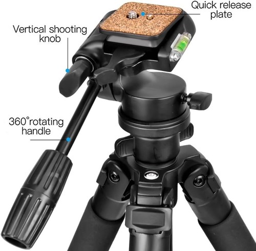 Sturdy Aluminum Travel Tripod - Adjustable Height for All Your Photography Needs - Picture 5 of 11