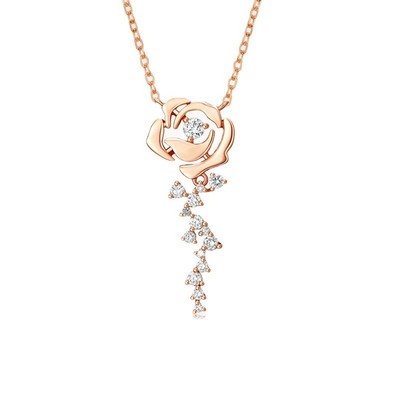 925 Sterling Silver Rose Flower Dazzling Moissanite Pendant Necklace Gift