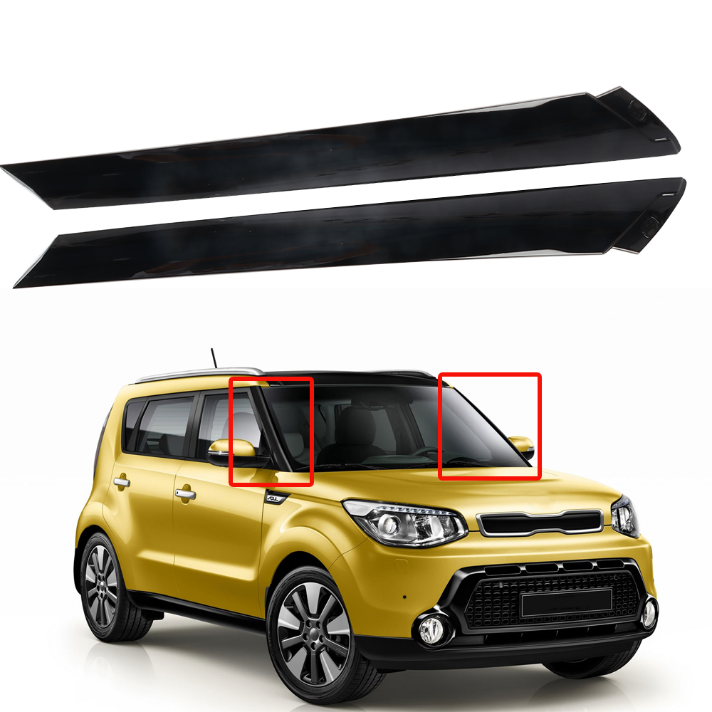 Black LH & RH Windshield A-pillar Molding Garnish Trim For 2014-2019 Kia Soul