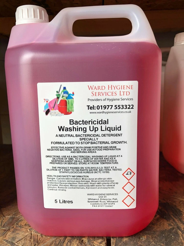 WARD HYGIENE SERVICES LTD. 2 x 5L Bactericidal Washing Up Liquid Bulk Fill Joblot Job Lot Strong Antibac
