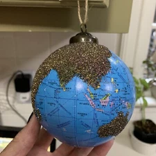 Pottery Barn Glitter Globe Christmas Ornament Travel NWT Several Available
