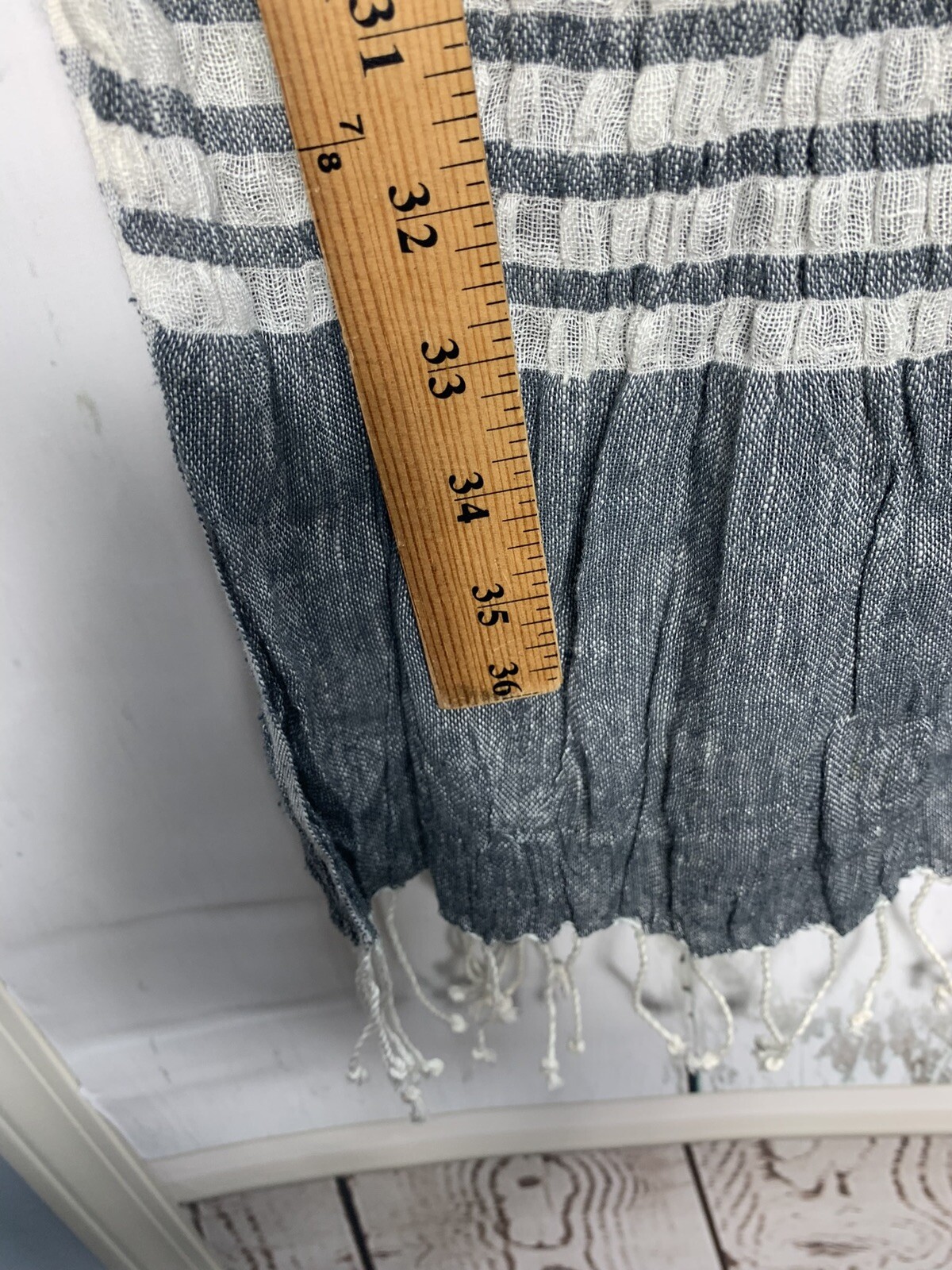 Nkuku Grey White Wrinkle Knit Fringed Scarf  - One Size image 5