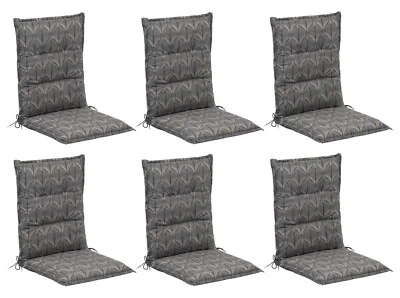GO-DE SANDY Mittellehnerauflagen 6er Set Polsterauflagen Grau Blumen 50 x 108 cm