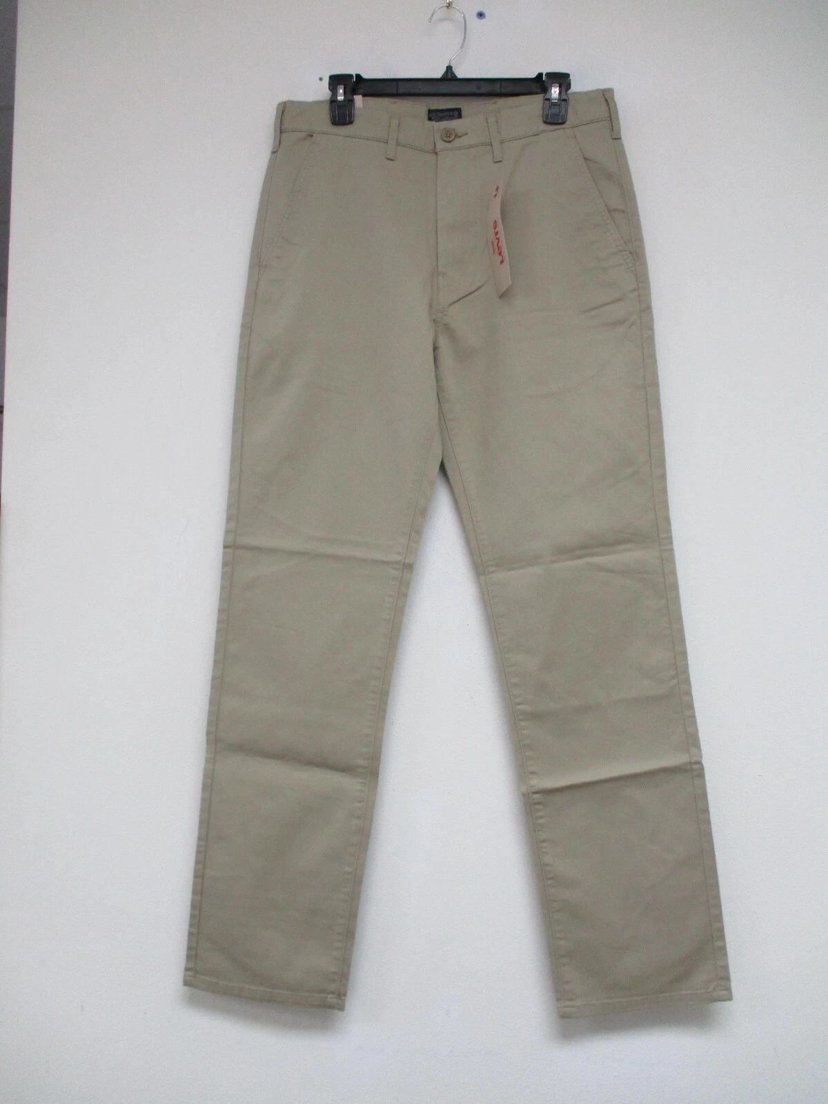 Levis Straight Chino Pants Mens 32 Beige Solid Stretch Y2K 32x34
