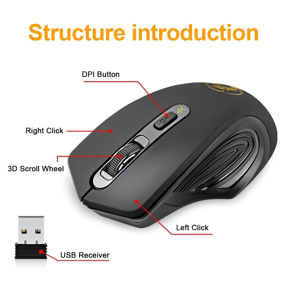 Wireless Mouse USB Computer Mouse Silent Ergonomic Mouse 2000 DPI Optical Mause - Image 4 of 4