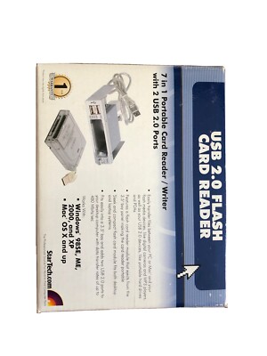 NEW StarTech USB 2.0 Flash Card Reader Writer 7-in-1 Portable 2 USB 35FCREADREM