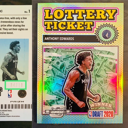 ANTHONY EDWARDS 2020-21 GOLD Contenders Optic Lottery Ticket #4/10 RC SUPER RARE