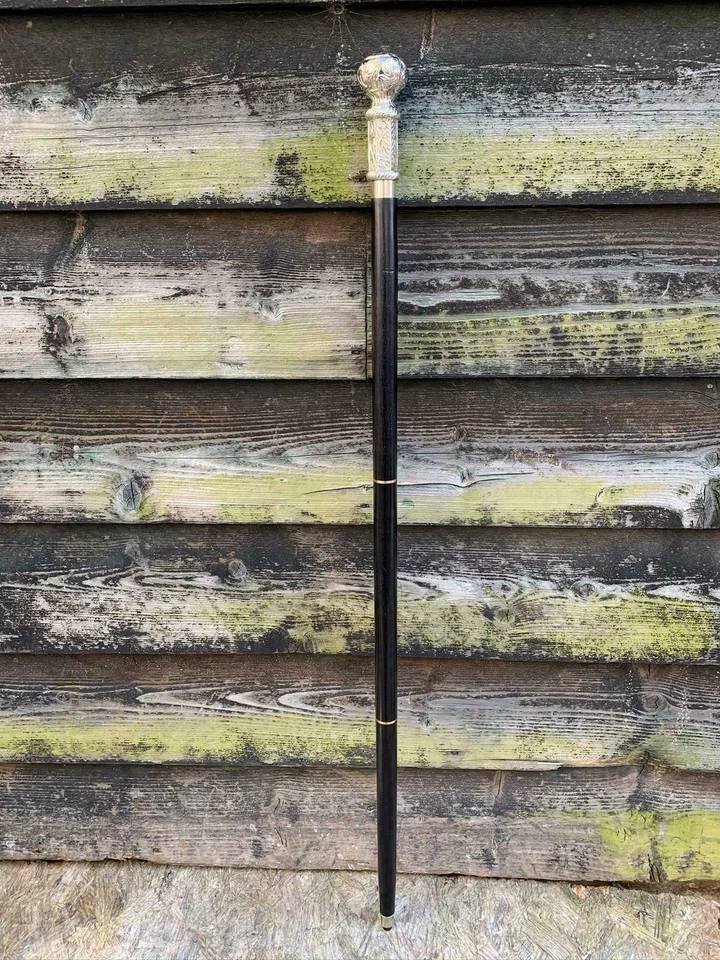 CABALLERO CLÁSICO SWAGGER BASTÓN ESTILO VICTORIANO PLATA NÍQUEL SUPERIOR Foto 3 de 4