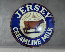 Jersey Milk  Porcelain Enamel Heavy Metal Sig...