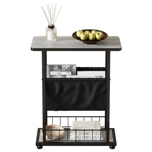 Mesa auxiliar estrecha de 3 niveles mesa auxiliar delgada de metal con soporte para libros espacio pequeño - Imagen 32 de 43
