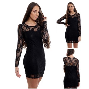 Womens black long sleeve bodycon dress