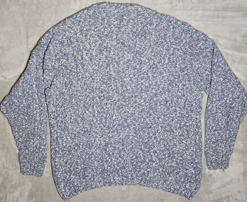 Pull col rond vintage The Sweater Shop tricot câble taille XXL bleu et blanc - Photo 5/11