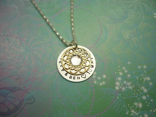 Personalised Golden Swirl Bridal Handstamped Message Necklace - Bild 5 von 7