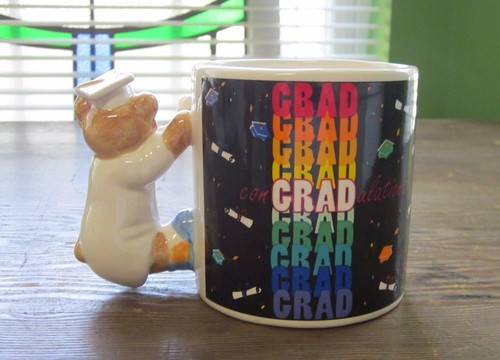 Vintage Papel Coffee Mug Teddy Bear Graduation Congratulations Some Glaze Chips - Picture 6 of 12