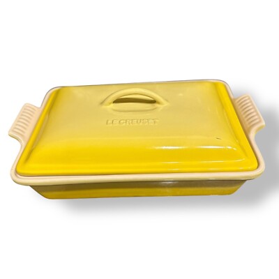 Le Creuset Heritage Stoneware Rectangular Casserole Dish w Lid 4Qt