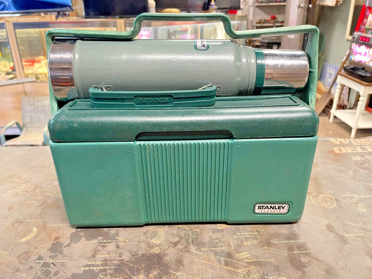 Vintage Stanley Aladdin Green Insulated Lunch Box Cooler WITH THERMOS--Very  Nice