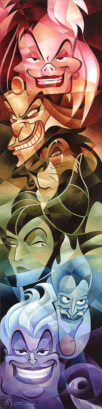 Villains Walt Disney Fine Art Matousek Lt Ed TOC Print Canvas Colors of Evil