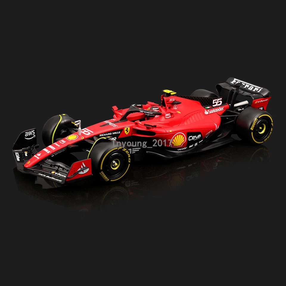 1/24 2023 Ferrari SF-23 #55 Carlos Sainz Diecast Metal Model Car Collection - Image 3 of 4