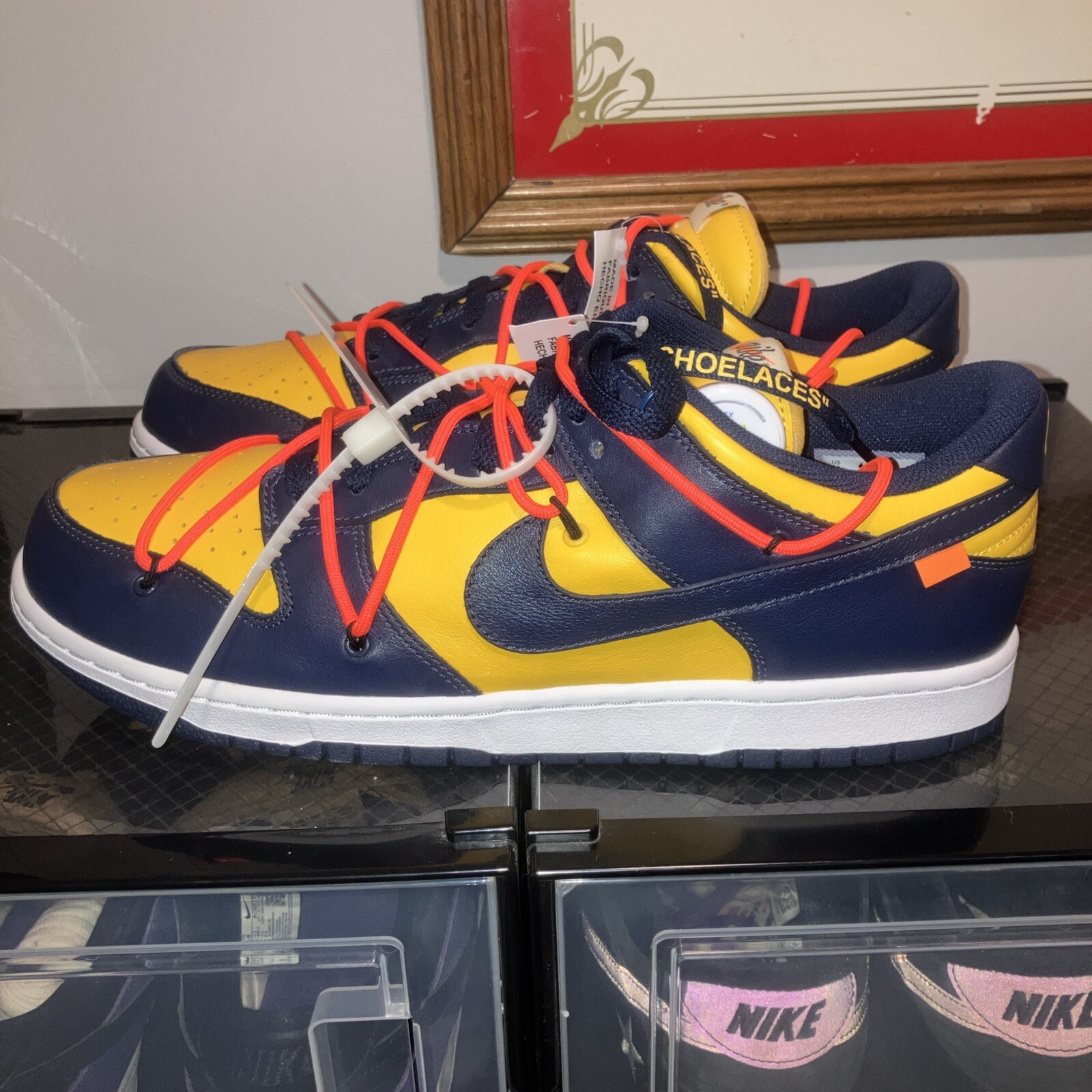 OFF WHITE X NIKE Nike Dunk Low x OFF WHITE University G taglia 14 Michigan giallo navy
