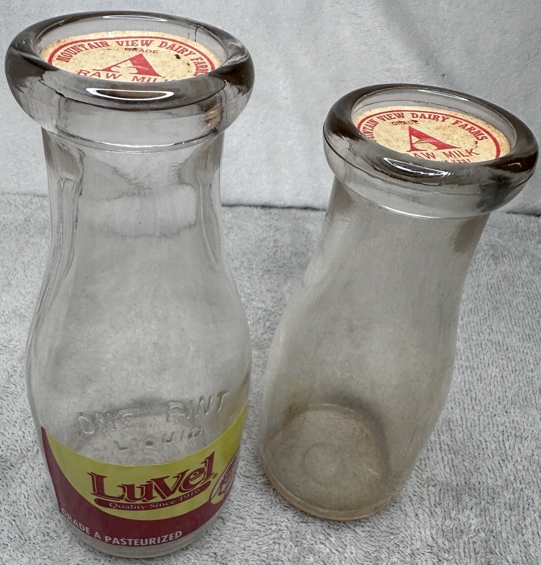 Luvel & Mountain View Dairy Farms JF King Grade A Vintage Glass