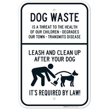 Leash and Clean Up After Your Dog Sign, Dog Waste Sign,