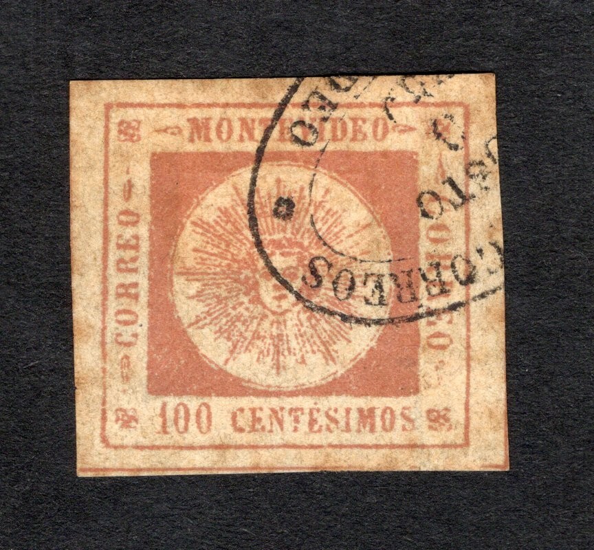 Uruguay 1859 stamp Mi#10a Forgery used CV=84$