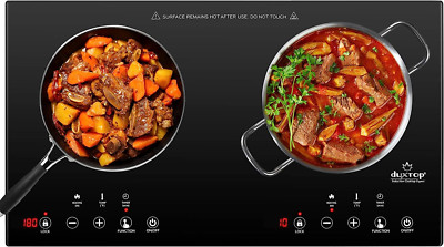 1800W Portable Induction Cooktop 2 Burner, Built-In Countertop Burners with Adju