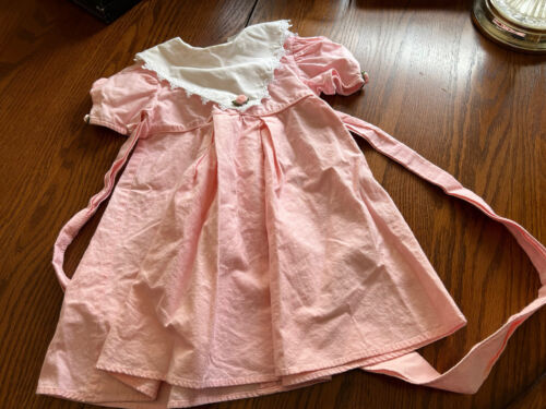 vtg polly flinders toddler girls pink dress 3T large collar flower - Picture 1 of 6