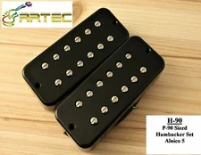 Artec H-90 P-90 Sized Humbucker Pickup Set  Alnico 5 Black